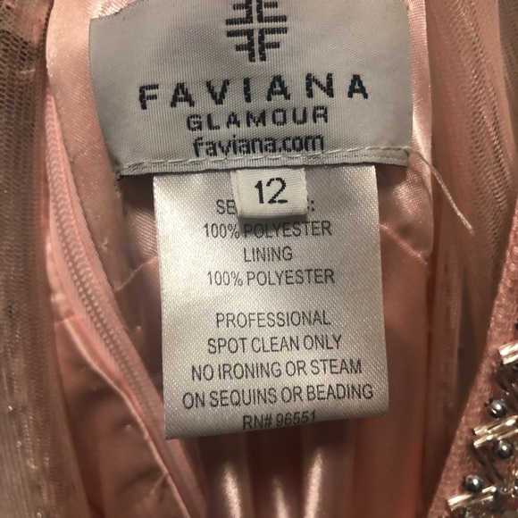 Faviana Long V-Neck A-Line Gown with Beaded Bodice - Picture 5 of 8